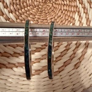 Turquoise Chips and Sterling Silver Hoops Vintage